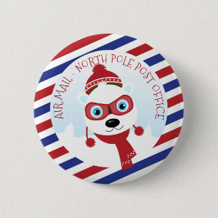 Badge Rond 5 Cm Bouton bureau de poste du Pôle Nord de l'ours pola