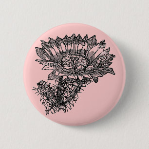 Badge Rond 5 Cm Bouton Cactus