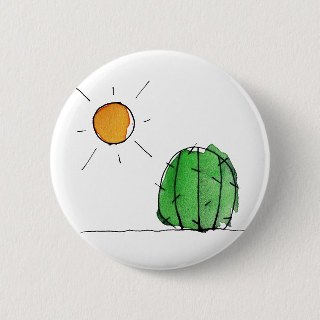 Badge Rond 5 Cm Bouton Cactus et Sun Watercolor 2" (Devant)