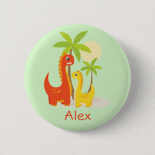 Badge Rond 5 Cm Bouton cadeau personnalisé Dinosaure jaune rouge m