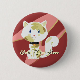 Badge Rond 5 Cm Bouton Calico Cat