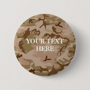 Badge Rond 5 Cm Bouton Camouflage de sable du désert