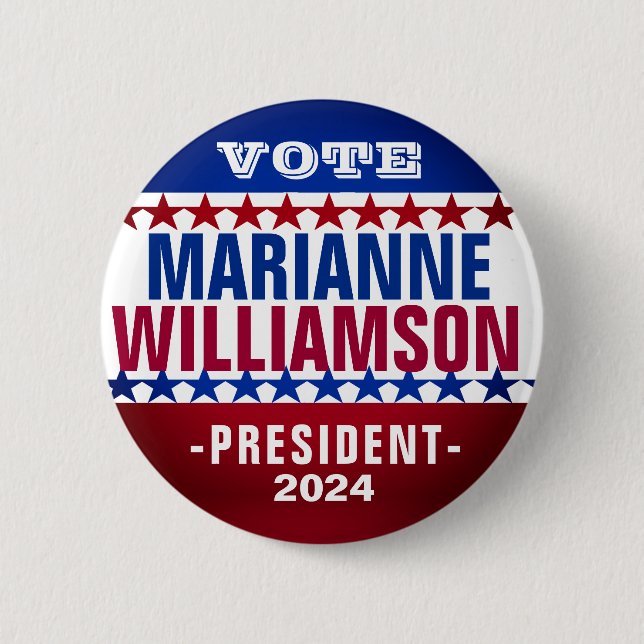 Badge Rond 5 Cm Bouton Campagne Marianne Williamson 2024 (Devant)