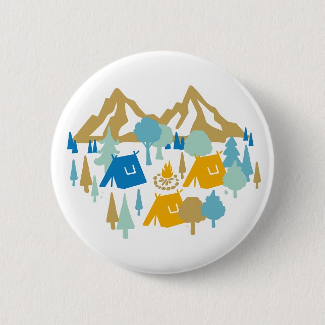 Badge Rond 5 Cm Bouton Camping Forêt d'été (Devant)