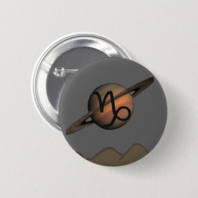 Badge Rond 5 Cm Bouton Capricorne (Devant & derrière)