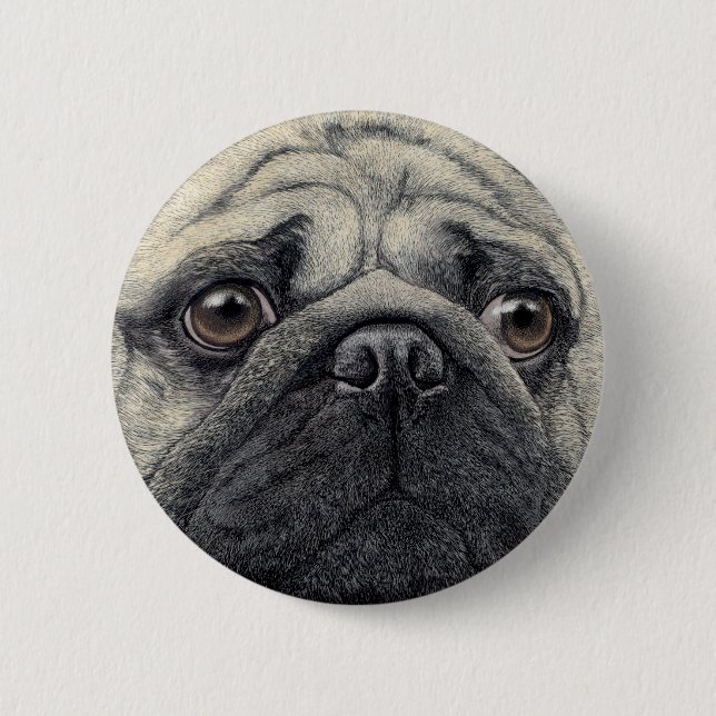 Badge Rond 5 Cm Bouton carlin - "Pugshot" (Devant)
