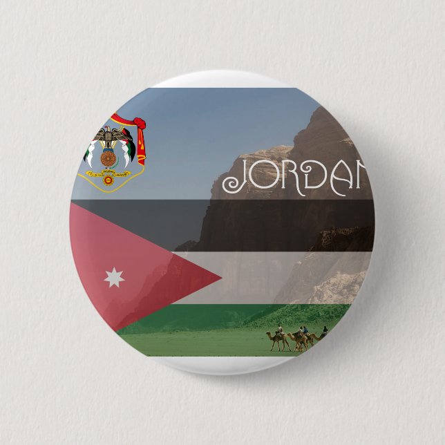 Badge Rond 5 Cm Bouton carré de la Jordanie (Devant)