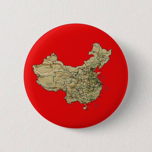 Badge Rond 5 Cm Bouton Carte Chine (Devant)