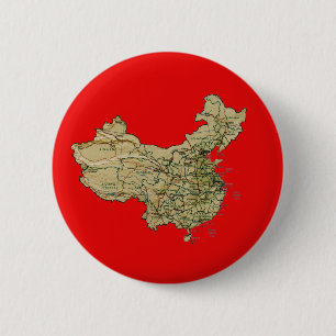 Badge Rond 5 Cm Bouton Carte Chine