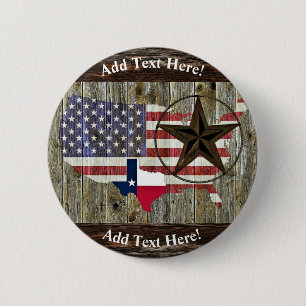 Badge Rond 5 Cm Bouton Carte de l'état du Texas Lone Star