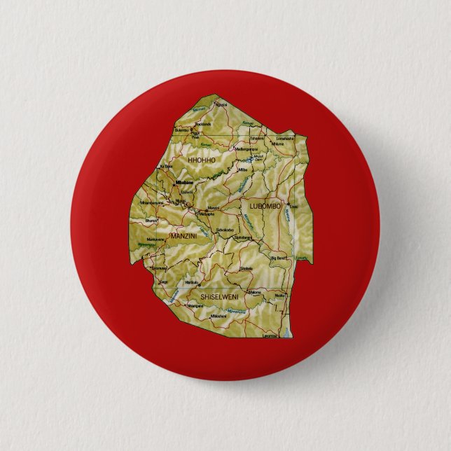 Badge Rond 5 Cm Bouton Carte Eswatini (Devant)