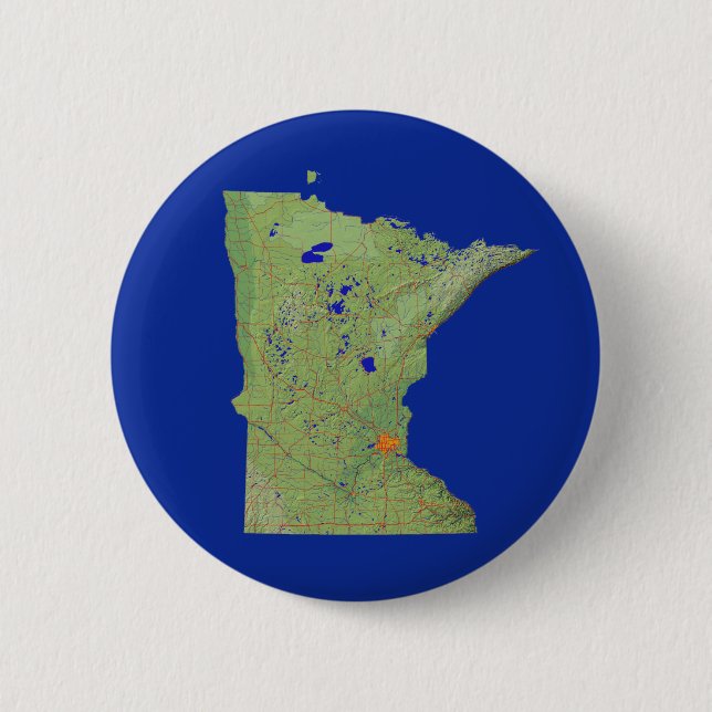 Badge Rond 5 Cm Bouton Carte Minnesota (Devant)