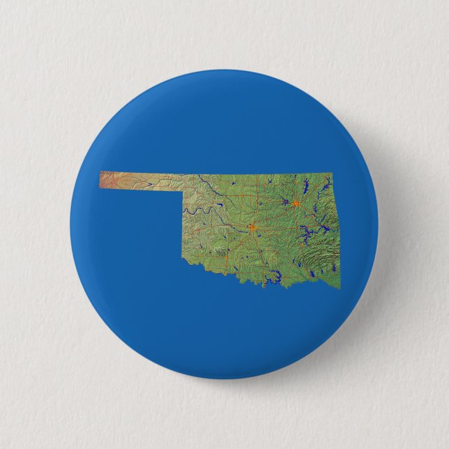 Badge Rond 5 Cm Bouton Carte Oklahoma (Devant)