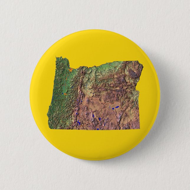 Badge Rond 5 Cm Bouton Carte Oregon (Devant)