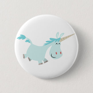 Badge Rond 5 Cm Bouton carton bleu mignon Unicorn Bouton Badton
