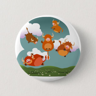 Badge Rond 5 Cm Bouton cartonné flottant Highland Cows Badton