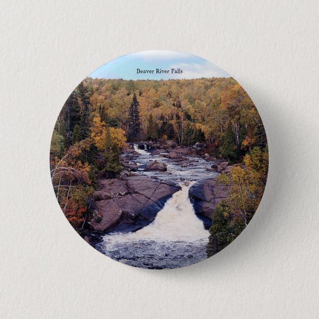Badge Rond 5 Cm Bouton Cascades de la rivière Beaver (Devant)