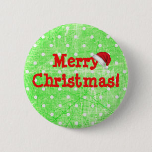 Badge Rond 5 Cm Bouton Casquette du Père Noël Joyeux