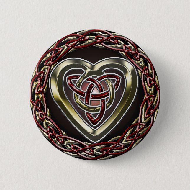 Badge Rond 5 Cm Bouton celtique de coeur (Devant)