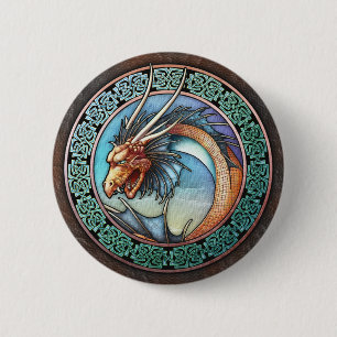 Badge Rond 5 Cm Bouton celtique de dragon