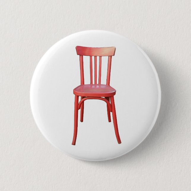 Badge Rond 5 Cm Bouton Chaise rouge (Devant)