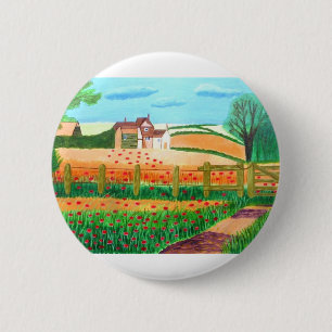Badge Rond 5 Cm bouton Champ de coquelicots