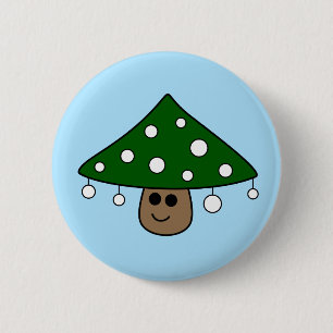 Badge Rond 5 Cm Bouton Champignons Arbre de Noël