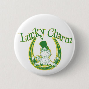 Badge Rond 5 Cm Bouton chanceux de lutin de charme