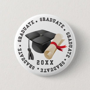 Badge Rond 5 Cm Bouton Chapeau de remise des diplômes et diplôme