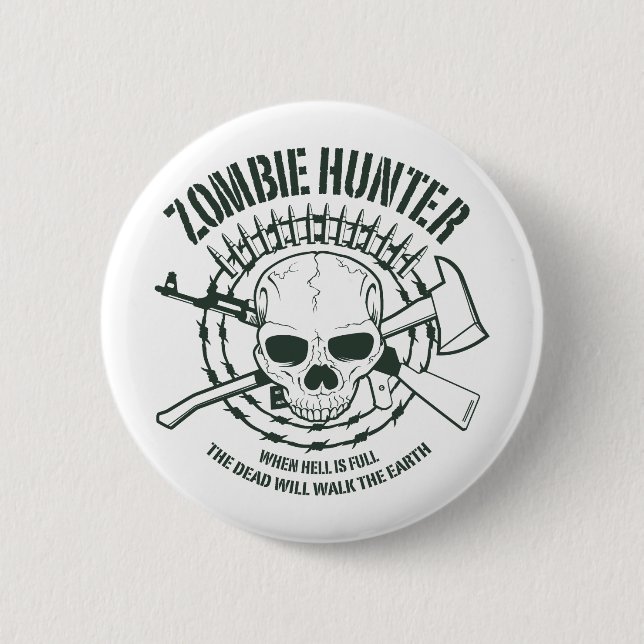 Badge Rond 5 Cm Bouton Chasseur de zombie (Devant)