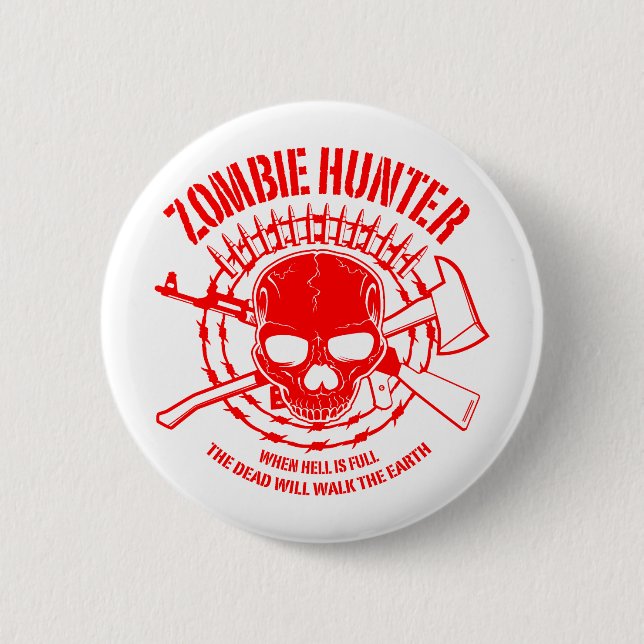 Badge Rond 5 Cm Bouton Chasseur de zombie (Devant)