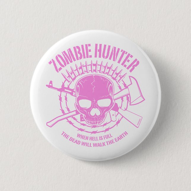 Badge Rond 5 Cm Bouton Chasseur de zombie (Devant)