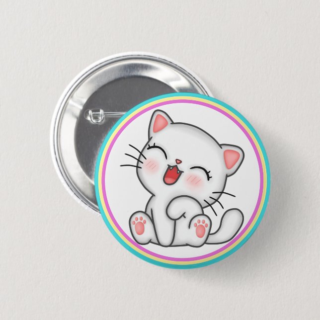 Badge Rond 5 Cm Bouton Chat (Devant & derrière)