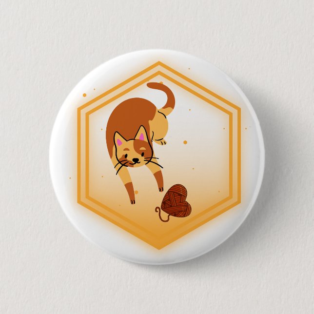 Badge Rond 5 Cm Bouton Chat avec fil (Devant)