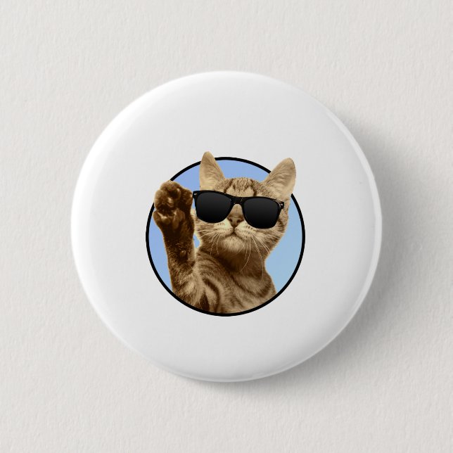 Badge Rond 5 Cm Bouton Chat cool (Devant)