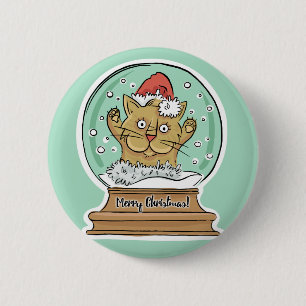 Badge Rond 5 Cm Bouton Chat de Noël sympa