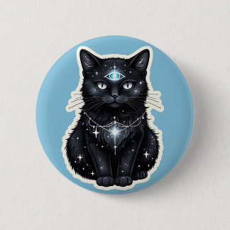 Badge Rond 5 Cm Bouton Chat Galaxie Mystique – Troisième Œil Cosmi