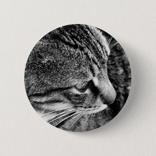 Badge Rond 5 Cm Bouton Chat noir et blanc (Devant)