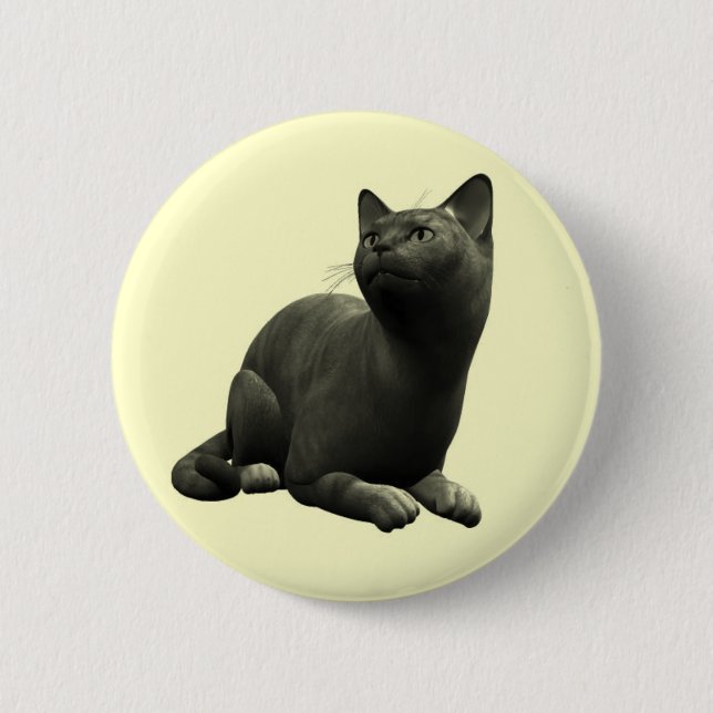 Badge Rond 5 Cm Bouton Chat Noir Tranquille (Devant)