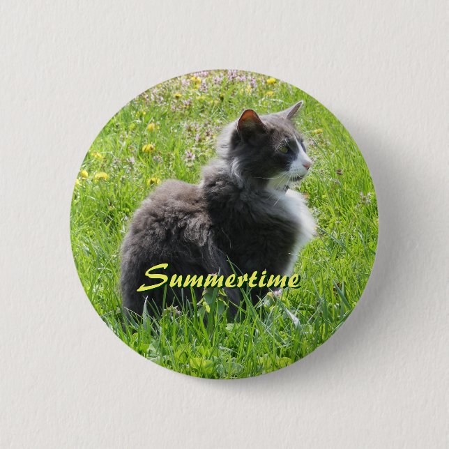 Badge Rond 5 Cm Bouton Chat Sunshine (Devant)