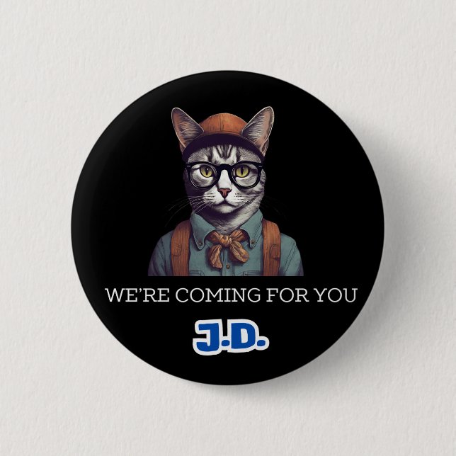 Badge Rond 5 Cm Bouton Chats contre JD Vance (Devant)