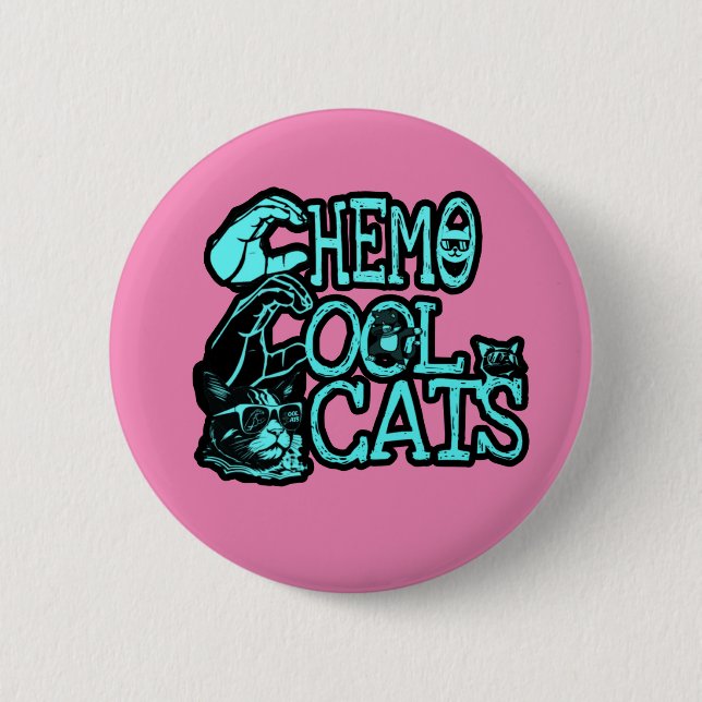 Badge Rond 5 Cm Bouton Chats cool Chemo (Devant)