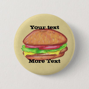 Badge Rond 5 Cm Bouton Cheeseburger
