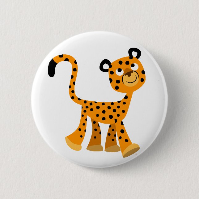 Badge Rond 5 Cm Bouton Cheetah Bouton de Carton Insouciant (Devant)