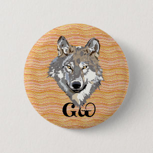 Badge Rond 5 Cm Bouton cherokee d'amant de loup