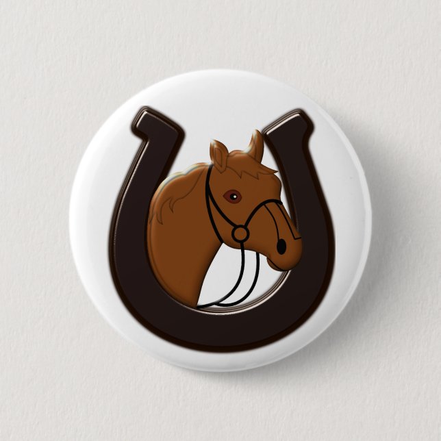 Badge Rond 5 Cm Bouton Cheval (Devant)