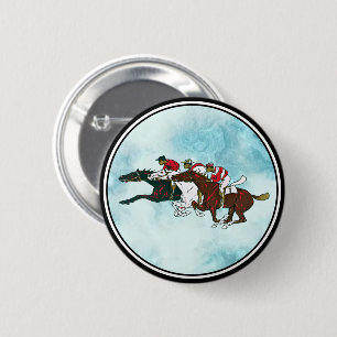 Badge Rond 5 Cm Bouton Chevaux de course