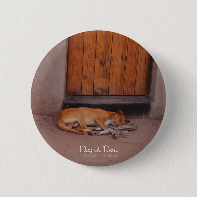 Badge Rond 5 Cm Bouton Chien au repos (Devant)