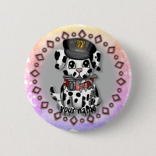 Badge Rond 5 Cm Bouton Chien de Police Tacheté 