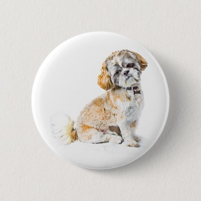 Badge Rond 5 Cm Bouton Chih Tzu Dog Badton (Devant)